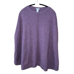 J. Jill - Women's Cozy Purple Cotton Blend Poncho - One Size